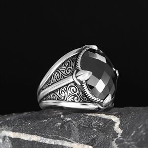 Anillo de Hombre Azuris VALKH1990 de Plata de Ley 925 Hecho en Turquía, Estilo Otomano Original con Piedra Natural, Joyería Fina - Product Image 2