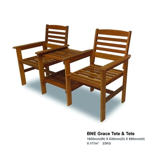 Silla Tete Tete Convertible Moderna de Madera Tropical Sólida BNE Grace con Almacenamiento, Alta Durabilidad, Muebles para Sala de Estar - Product Image 2