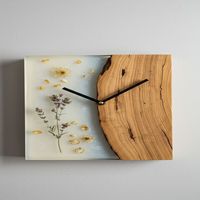 Jam Dinding Gantung Satu Sisi Modern dengan Jarum Penunjuk Waktu, Gerakan Senyap, Resin Buatan Tangan yang Elegan, Warna dan Ukuran Dapat Disesuaikan