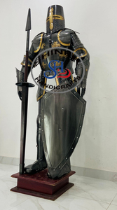 ขนาดเต็ม6ฟุตอัศวินนักรบครูเสดชุดเกราะสีดำยุคกลางชุดเกราะเหล็กแข็งพร้อมของตกแต่งบ้าน - Product Image 4