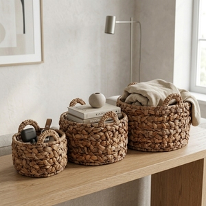 Ensemble de paniers de rangement en écorce de bananier naturelle avec cadre en fer, poignée en tresse épaisse, bol cylindrique, pot de fleurs, décoration artistique pure, artisanat - Product Image 4