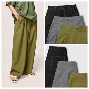 Pantalons de sport baggy à jambe droite pour hommes 300GSM d'usine Pantalons de survêtement évasés à cordon respirant avec logo personnalisé - Product Image 3