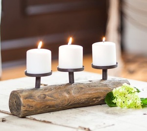 Portavelas de madera maciza para eventos rústicos, Estética de comedor romántica y diseños de iluminación ambiental tradicionales - Product Image 5