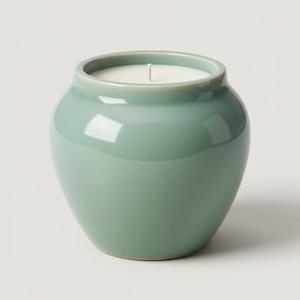 Vaso ovale decorativo per la casa in ceramica Celadon candele profumate di lusso - Product Image 1