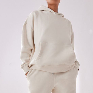 High Quality Custom Embroidery Fleece Graphic Hoodies Women Drop Shoulder Oversized Cotton Pullover Sweatshirt 3D Winter - Product Image 3