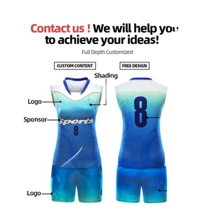 Uniforme de voleibol de color sólido hecho en fábrica Conjuntos deportivos de último diseño para la práctica de verano Mangas cortas y técnicas impresas - Product Image 2