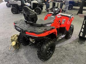 Red Plastic ATV Utility Vehicle with Black Seat and Cargo Rack for All Seasons Outdoor Use - Product Image 6