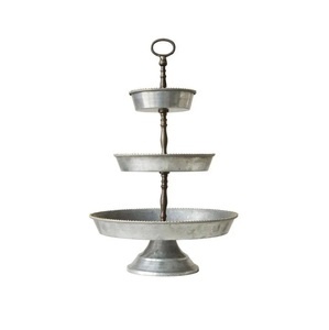hot <b>sale</b> galvanized 3 tier cake stand metal tray platter <b>for</b> cake dessert <b>shrimp</b> appetizers cake stand galvanized oval shape - Product Image 4