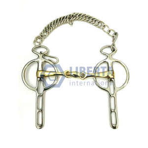 Liberta International Liverpool Snaffle Bit con rombo Curb Chain Equipo ecuestre de plata alemán Broca de caballo reutilizable - Product Image 1