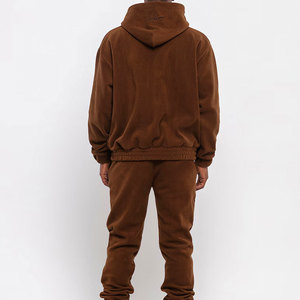 Custom Logo Men's Heavyweight French Terry 3D Puff Print Tracksuit Flared Stacked Sweatpants and Hoodie & Jogger Set - Product Image 4