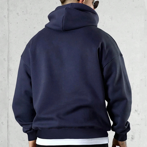 Premium 100% algodón Rib Cuff Pullover Sudadera con capucha para hombres Logotipo personalizado Bolsillo de gran tamaño Hombro caído Atlético Tinte liso - Product Image 3