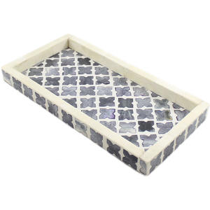 Bandeja Otomana Rectangular con Incrustaciones de Hueso |   Bandeja Decorativa para Servir con Asas |   Bandeja para el Desayuno en la Mesa de Centro |   Bandeja Decorativa para Sala de Estar - Product Image 6