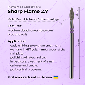 สว่านเจาะเล็บไฟฟ้า หัวเพชร รุ่น Sharp Flame ขนาด 2.7 มม. สีม่วง PRO สำหรับร้านทำเล็บ - Product Image 3