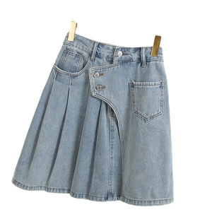 Bas en jean courts pour femmes personnalisés, taille élastique, coupe slim, mini-jupe en jean, vêtements de rue sexy - Product Image 6