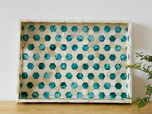 Plateau de service en incrustation d'os artisanat traditionnel du Rajasthan plateau de service en incrustation d'os artisanat décoratif en bois de luxe pour la décoration intérieure - Product Image 4