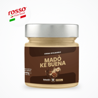 Crème à tartiner au caramel et aux noisettes Mado Group Srl (pot en verre de 200 g) Snacks aux noix Texture semi-molle Goût sucré Certifié BRC/HACCP