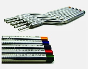Ensemble de 5 instruments d'ostéotomie pour implants dentaires, avec poignée incurvée concave réglable, code couleur, en acier inoxydable, CE - Product Image 2