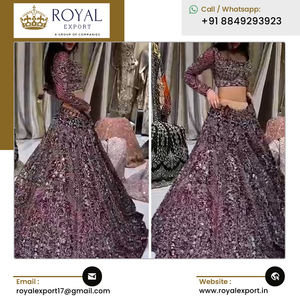 เสื้อผ้าพื้นเมืองอินเดียใหม่สวยงามเปิดตัว georgette lehenga choli มีลำดับและงานปัก - Product Image 5