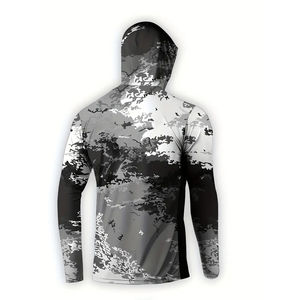 Sudadera con capucha de pesca de fibra de bambú con patrón en blanco deportivo ligero Upf 50 + Uv rendimiento de secado rápido suave precio al por mayor - Product Image 5