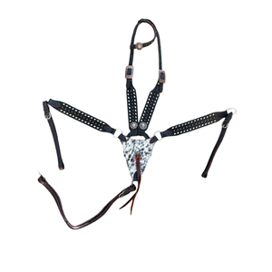 Conjunto de cuello de pecho de una oreja de cuero genuino, cómodo diseño de cuentas para espectáculo, equitación, equitación, Occidental de la más alta calidad - Product Image 4