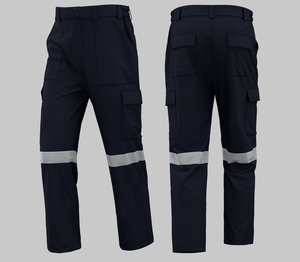 Uniformes de chantier de construction en pur coton pantalon de travail à bande réfléchissante avertissement pantalon de travail de sécurité - Product Image 2