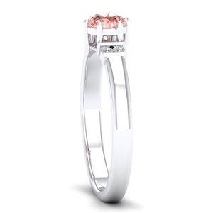 Bague de fiançailles en or massif 14 carats avec pierre précieuse morganite ronde taille brillant 0,5 carat, prix de gros REYES, pour femmes - Product Image 3