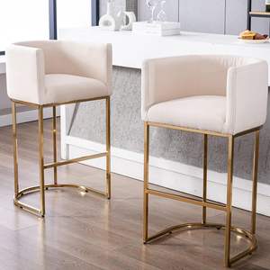 Reposabrazos de tela de lino moderno de lujo, taburetes de Bar con marco de hierro, sillas altas para comedor, hogar, Cocina, Restaurante al aire libre, centro comercial, uso en el salón - Product Image 3