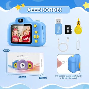 Appareil photo pour enfants, jouets, cadeaux de Noël et d'<span class=keywords><strong>anniversaire</strong></span> pour garçons et filles, jouet pour enfants de 3 à 9 <span class=keywords><strong>ans</strong></span>, caméra vidéo numérique HD avec <span class=keywords><strong>carte</strong></span> SD de 32 Go - Product Image 6