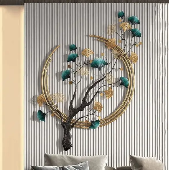 Arte de pared de árbol decorativo, árbol de diseño Natural multicolor de latón Ak