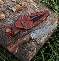 Couteau de chasse à lame fixe en acier Damas pour les détaillants