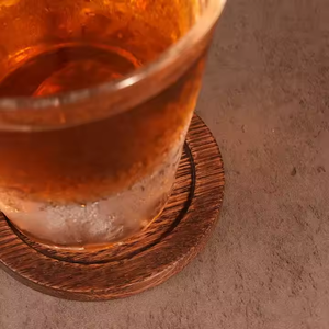 Posavasos de madera de 6 piezas con soporte, juego de posavasos de madera oscura de nogal, posavasos de nogal de Crescent Crafts - Product Image 3