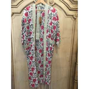 Conjunto de Kimono Bloom, Talla Única XS, Transpirable, Estampado Floral y de Leopardo, Bata Tejida, Estilo Romántico para Novias - Product Image 1