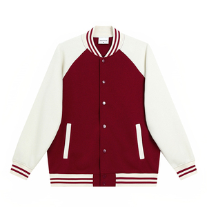 Veste de baseball unisexe en gros, marine/blanc, rayures contrastées, fermeture à boutons pression, logo OEM, veste de baseball unisexe - Product Image 4