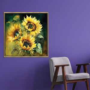 Sunflower Painting Print: Yellow Floral <b>Canvas</b> Wall Art,GOLD <b>FRAMED</b> <b>CANVAS</b> - Product Image 1
