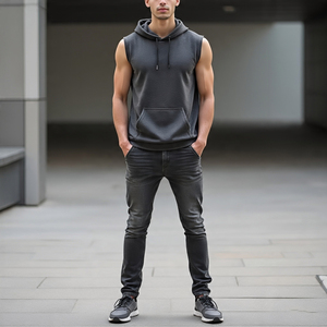 <b>Men's</b> Athletic Sleeveless Workout Hoodie Lightweight Quick Dry Summer Fitness Wear <b>Singlet</b> Hood Top <b>Men</b> - Product Image 3