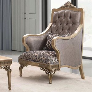 High-End European Classic Accent <b>Chair</b> Ornate Gilded <b>Wood</b> Frame Upholstered Single Seating for Parlor - Product Image 3