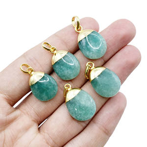 Amazonita Tumble colgante 14x18mm hecho a mano suave 18K chapado en oro collar cristal joyería regalo venta por pieza - Product Image 3