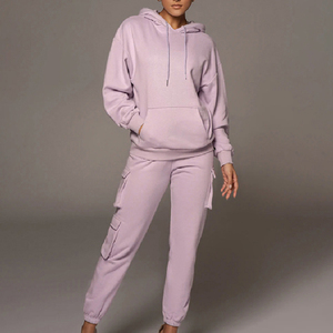 <b>Womens</b> <b>fleece</b> hoodie sweatsuit set with tapered <b>jogger</b> pants warm cozy outfit ideal for lounge casual gatherings travel - Product Image 5