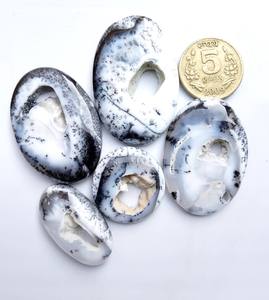 โอปอลเดนไดรต์ธรรมชาติทรงหลังแบน เจียระไนแบบคาโบชอง หินควอตซ์เรียบสำหรับบำบัด ราคาขายส่ง - Product Image 2