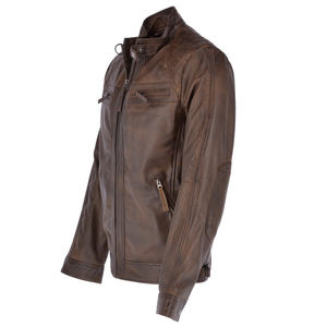 Chaqueta de Cuero Genuino Estilo Nuevo, Chaqueta de Cuero Vacuno Marrón Vintage, Chaqueta de Motociclista Entallada para Hombre, Talla Asiática - Product Image 6