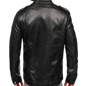 Vente en gros Veste en cuir élégante avec logo personnalisé OEM pour hommes avec broderie serviette Veste en cuir véritable - Product Image 2