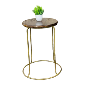 Mesa auxiliar decorativa moderna de aluminio para el hogar y la Oficina con acabado de Color marrón Base de Pilar clásica hecha a mano Tapa redonda - Product Image 5