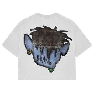 100% Cotton Crew Neck Baggy Tee Oversized Boxy Slim Fit Design Full <b>Screen</b> Printing Short Heavyweight Cropped Casual Short - Product Image 2