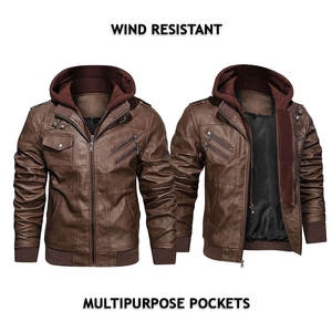 Blouson d'aviateur imperméable pour homme avec capuche Veste d'homme élégante avec fermeture à glissière complète pour un confort et une protection ultimes - Product Image 5