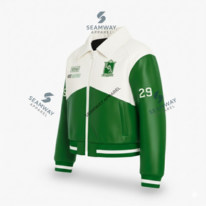 Chaqueta de Cuero PU Iota Phi Lambda Lista para Enviar, Chaqueta Bomber de Cuero de Alta Calidad, Chaqueta Deportiva Estilo Universitario - Product Image 3