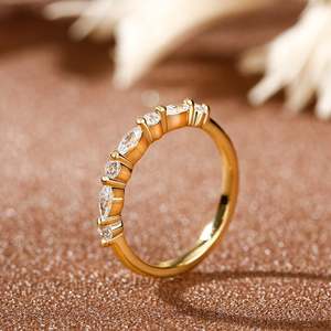 Jeulia Moissanite Alternating Round and Marquise Cut Sterling <b>Silver</b> <b>Band</b> <b>Ring</b> - Product Image 5
