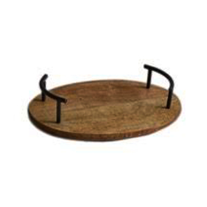 Dark Brown Wooden <b>Round</b> <b>Serving</b> <b>Tray</b> With Handles Wholesale Wooden Custom Print <b>Round</b> <b>Serving</b> <b>Tray</b> With Handle - Product Image 6