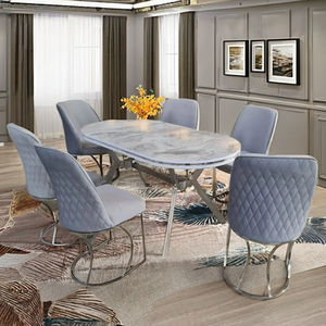 Juego de Comedor Rectangular Europeo Convertible de Madera y Metal, Diseño Moderno y Tradicional para Hogar, Apartamento, Hotel, Villa - Product Image 2