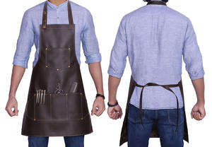 High Quality Custom Logo Men's <b>Leather</b> Sleeveless <b>Apron</b> Reusable-Specializing in Barber Chef Gardener Horse Keeper Multipurpose - Product Image 3