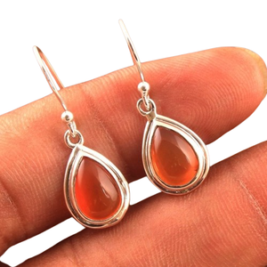Girls <b>Silver</b> Gemstone Carnelian Gemstone <b>Earrings</b> 925 <b>Solid</b> Sterling <b>Silver</b> <b>Earrings</b> for Women and Girls Dangle <b>Earrings</b> Jewelry - Product Image 1